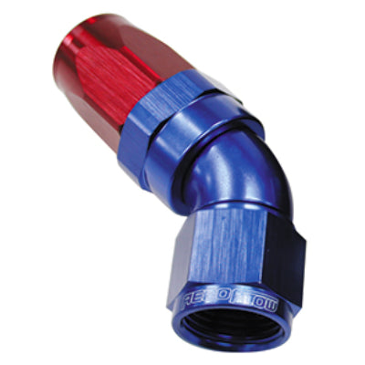 45 DEG FULL FLOW SWIVEL HOSE END TAPER STYLE BLUE