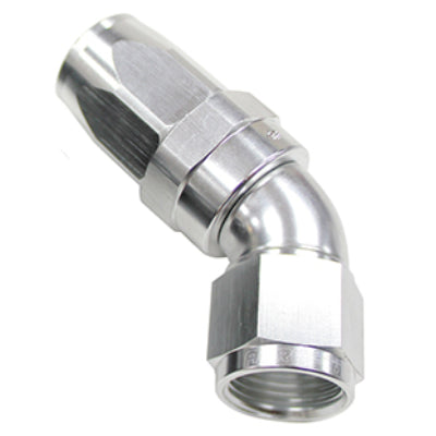 45 DEG FULL FLOW SWIVEL HOSE END TAPER STYLE SILVER