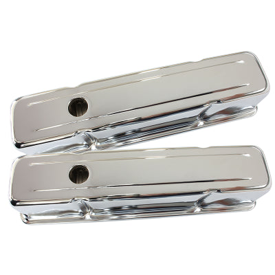 AF1821-5050    STEEL VALVE COVERS, SBC TALL  CHROME WITHOUT LOGO