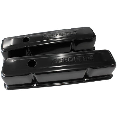 AF1822-5000    STEEL VALVE COVERS, SBC TALL  BLACK WITH AEROFLOW LOGO